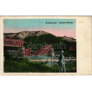 1917 Zalishchyky, Zaleszczyki; Dniestr-Brücke / WWI K.u.K. military, blown-up bridge, ruins. A. Tennenbaum (Czernowitz...