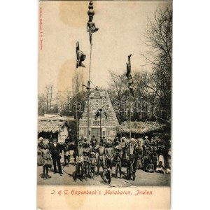 J. &amp; G. Hagenbeck's Malabaren, Indien. Wilhelm Hoffmann / Emberi állatkert, cirkuszi látványosság, indiaiak ...