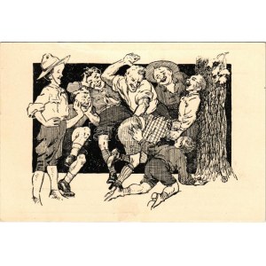 Segesvári ütközet, cserkész művészlap. Kiadja a komáromi Jókai cserkészcsapat / Hungarian boy scout camp art postcard ...