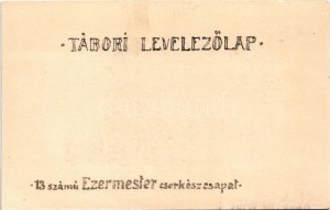 Állj, ki vagy? 13. számú Ezermester cserkészcsapat Tábori levelezőlap / Hungarian boy scout art postcard (fl...