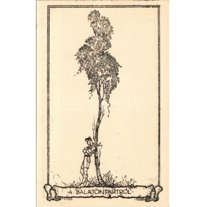 A Balatonpartról. Magyar cserkész művészlap / Hungarian boy scout art postcard s: Petry