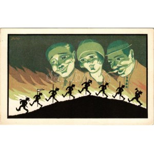 Magyar cserkész művészlap / Hungarian boy scout art postcard s: Mátis (EK)
