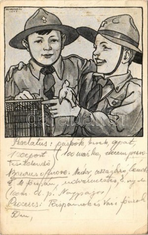 Cserkész művészlap. Kiadja a Magyar Cserkészszövetség kiadóvállalata / Hungarian boy scout art postcard s: Márton L. ...