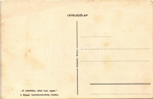 A cserkész, ahol tud, segít. A Magyar Cserkészszövetség kiadása, Globus Budapest / Hungarian boy scout art postcard s...