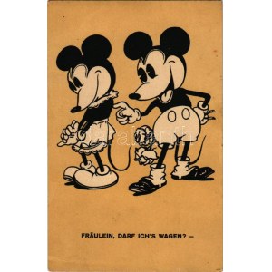 Fräulein, darf ich's wagen? / Walter E. Disney art postcard, Mickey and Minnie Mouse (EB)