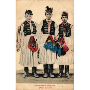 1910 Matyó legények, mezőkövesdi népviselet. Balázs Ferenc kiadása / Hungarian folklore from Mezőkövesd + KASSA ...