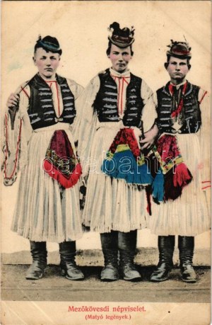 1910 Matyó legények, mezőkövesdi népviselet. Balázs Ferenc kiadása / Hungarian folklore from Mezőkövesd + 