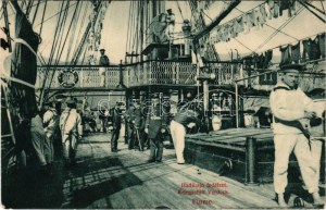 1911 Fiume, Rijeka; Hadihajó fedélzete matrózokkal / Kriegschiff Verdeck / Austro-Hungarian Navy, K.u.K. Kriegsmarine...