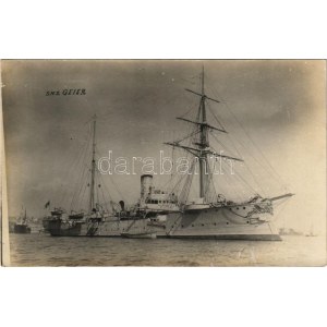 SMS GEIER, Kaiserliche Marine / German Imperial Navy, unprotected cruiser of the Bussard class. Sébah &amp; Joaillier ...