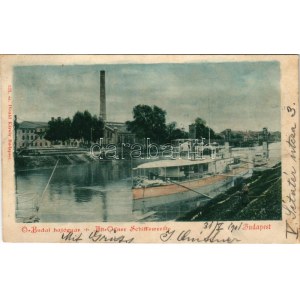 1901 Cs. és kir. Dunaflottilla monitorja Budapesten az óbudai hajógyárban. Divald Károly 133. sz. / K.u.K...