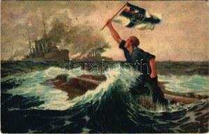1916 Der letzte Mann. Aus dem Heldenkampf in der Seeschlacht bei den Falklandsinseln am 8. Dez. 1914. / Falkland...