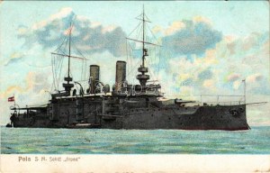 1915 SM Schiff Árpád K.u.K. Kriegsmarine / SMS Árpád az Osztrák-Magyar Haditengerészet Habsburg-osztályú csatahajója ...