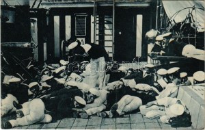1916 Pola, Pula; Mittagsruhe. R. Marincovich / matrózok a fedélzeten / K.u.k. Navy mariners on board + 