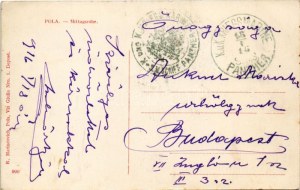 1916 Pola, Pula; Mittagsruhe. R. Marincovich / matrózok a fedélzeten / K.u.k. Navy mariners on board + 