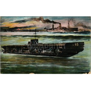 1915 Getauchtes Unterseeboot in englischen Gewässern, SM U65 / Deutsche Kriegsmarine, German naval submarine s...