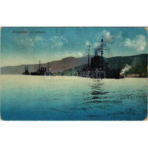 1912 Kriegschiffe vor Abbazia / Austro-Hungarian Navy, K.u.K. Kriegsmarine battleships at Opatija. R.E.C.A. No. 658. ...