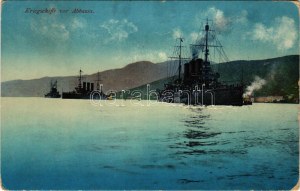 1912 Kriegschiffe vor Abbazia / Austro-Hungarian Navy, K.u.K. Kriegsmarine battleships at Opatija. R.E.C.A. No. 658. ...