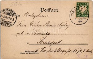 1899 Passau, Dampfboot SARAJEVO der I. k. k. priv. DDSG / 
