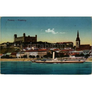 1914 Elisabeth lapátkerekes gőzhajó Pozsonynál a vár előtt / Elisabeth...
