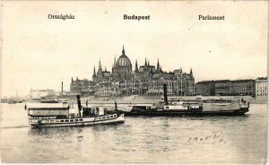 1906 Budapest, Parlament, Országház. ORSZÁGHÁZ és SZENT ISTVÁN gőzhajó / 