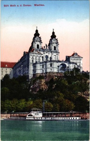 Stift Melk a. d. Donau. AGGSTEIN paddlewheeler passenger steamship, formerly known as KRONPRINZ RUDOLF...