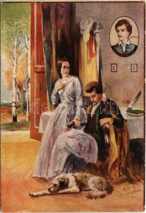 1923 Petőfi Centenárium: Szeptember végén. A Petőfi Társaság kiadványa/ Hungarian folklore art postcard...