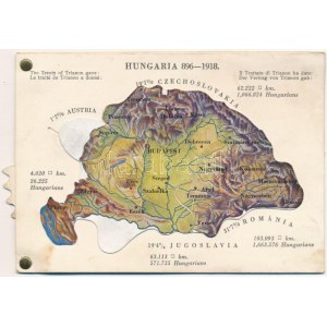 Hungaria 896-1918 - mechanikus térképes irredenta lap / Map of Hungary, Irredenta mechanical postcard...