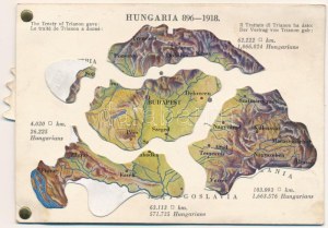 Hungaria 896-1918 - mechanikus térképes irredenta lap / Map of Hungary, Irredenta mechanical postcard...