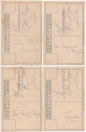 Brassó, Kronstadt, Brasov; 4 db RÉGI első világháborús katonai művészlap: Kriegsfürsorge der K.u.K. 1. Armee ...