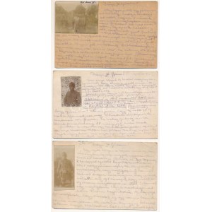 1915-1916. 3 db RÉGI egyedi készítésű tábori fotós képeslap, Ehrenthal Zoltán a cs. és kir. 28...