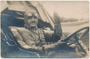 1914 Első világháborús katonai sofőr, automobil / WWI Austro-Hungarian military chauffeur, automobile. photo (EK...