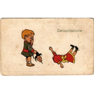 Decapitazione / Italian military art postcard, doll execution, decapitation (EB)