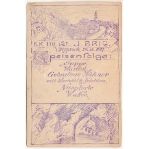 Vipava, Wippach; Első világháborús osztrák-magyar katonai ebéd menü / WWI Austro-Hungarian (K.u.k....