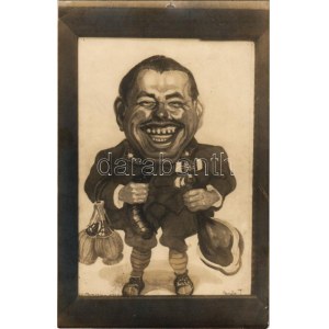 1930 Olasz fogságban készült katonai karikatúra / Military caricature made in Italian captivity. photo (EK...