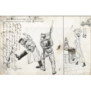 1914 Mit n Russen d'erschlagn da hab i mei Gfrett... / oroszellenes német katonai művészlap ...