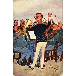 'Militärkapelle' / K.u.K. military band, humour. B.K.W.I. 953-4. s: Schönpflug + Báró Barkóczy Sándor (EB...