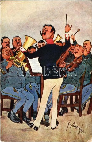'Militärkapelle' / K.u.K. military band, humour. B.K.W.I. 953-4. s: Schönpflug + 