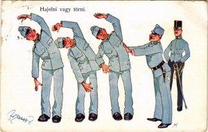 1911 Hajolni vagy törni. Osztrák-magyar katonai művészlap. Báró Barkóczy Sándor (1857-1925) miniszteri tanácsos...