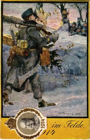 Weihnachten im Felde 1914. Postkarte des steirischen Soldatentages / Első világháborús osztrák-magyar katonai művészlap...