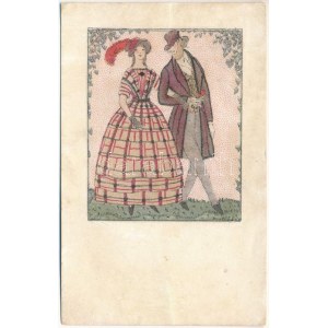 1939 Mode. Wiener Werkstätte No. 708. s: Fritzi Löw (gyűrődések / creases)