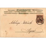 1903 Prosit Neujahr! / Újévi szecessziós művészlap, hölgy pezsgővel és lóherével ...