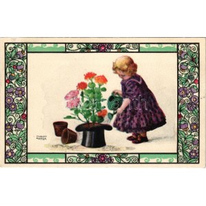 Children art postcard. B.K.W.I. 587-1. s: August Patek
