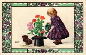 Children art postcard. B.K.W.I. 587-1. s: August Patek