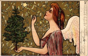 1916 Christmas. Art Nouveau, litho s: Kieszkow