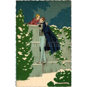 Italian art postcard, romantic couple in winter. A. Guarneri 2410. s: G. Meschini (EK)
