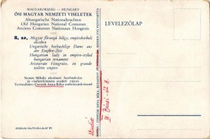 Magyar főrangú hölgy, empirekorabeli díszben. Ősi Magyar nemzeti Viseletek / Hungarian noble woman s: Nemes Mihály...