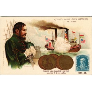 Kossuth Lajos tiszteletére veretett amerikai 18 érem egyike; Kossuth Lajos utazik Amerikába 1851-1852-ben...
