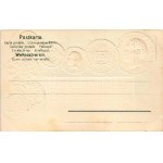 Le Portugal. Münzenkarte und Nationalflagge / Portuguese set of coins, currency exchange chart and flag. H.S.M. Emb...