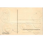 Portugal. Münzenkarte und Nationalflagge / Portuguese set of coins, currency exchange chart and flag. Emb. litho (lyuk ...