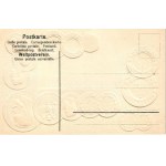 La Russie, pavillon national / Oroszország - érmék és zászló. Dombornyomott / Russian coins and flag. Emb. litho (lyuk ...